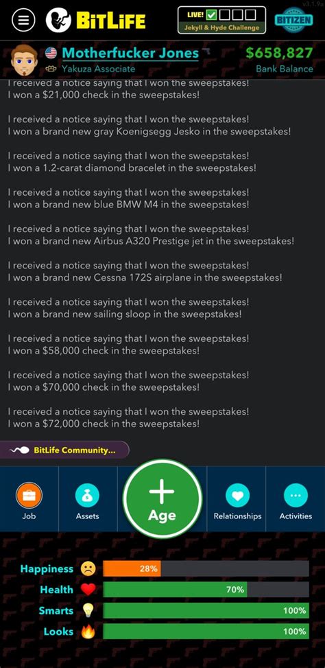 bitlife sweepstakes|bitlife lottery glitch.